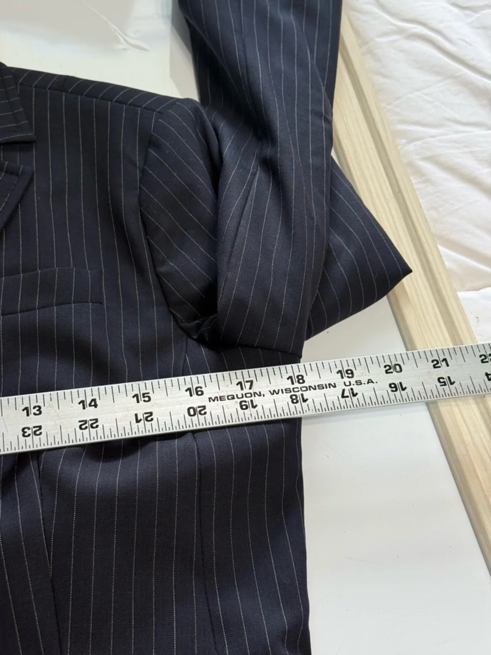 J.Crew Women's Suit Set Navy Blue Pinstripe Wool Blazer (Sz 8) & Pants (Sz 2)